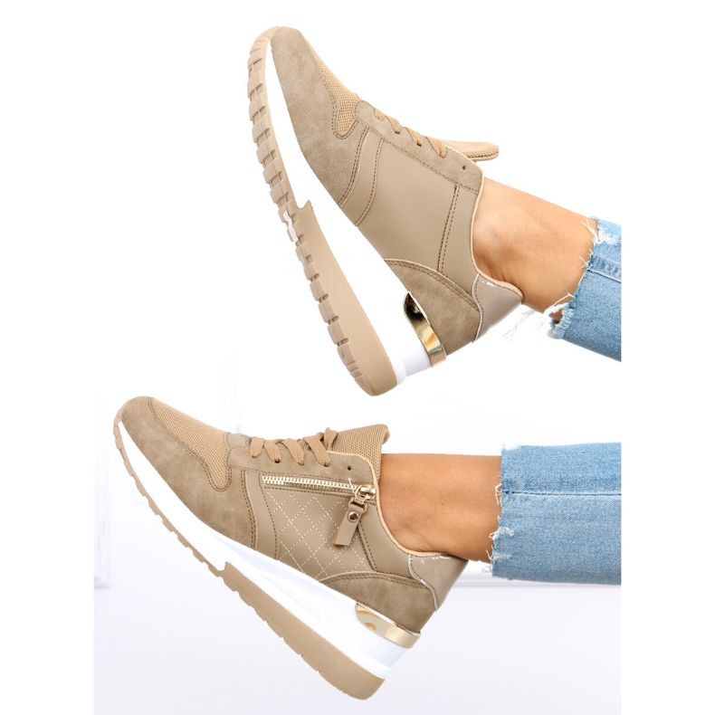 Baskets compensées Karita Kaki beige 1