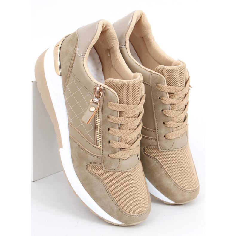 Baskets compensées Karita Kaki beige 2