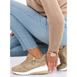 Baskets compensées Karita Kaki beige 3