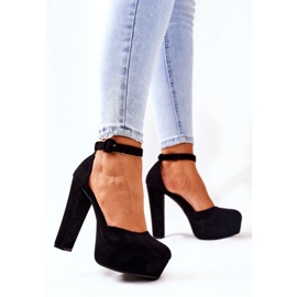SEA Escarpins Femme à Talon Plateforme En Daim Noir Netel le noir 5