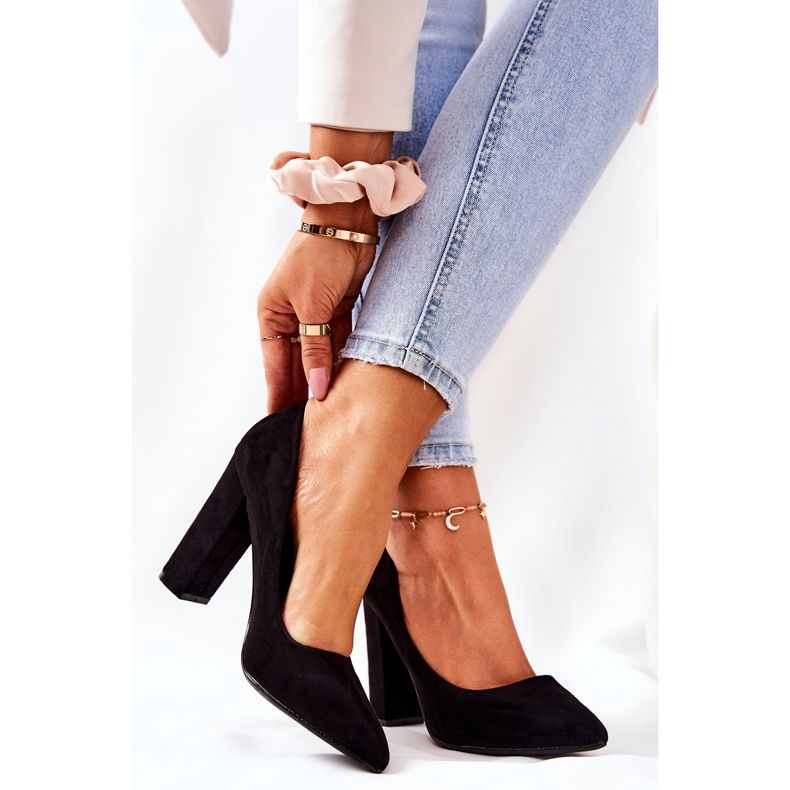 WS1 Escarpins en daim sur une barre Valoris noire 1