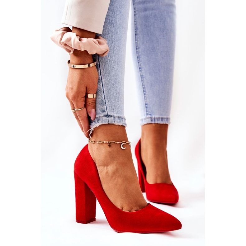 WS1 Escarpins en daim sur une barre rouge Valoris 1