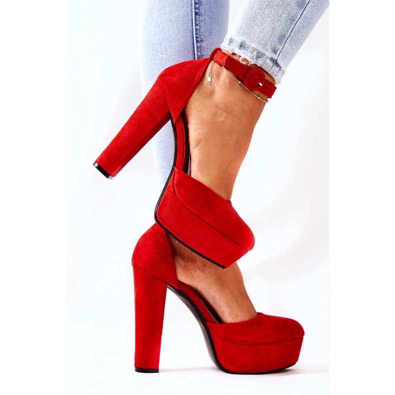 WS1 Escarpins sur une plate-forme en daim rouge Netel Post 2