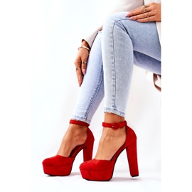 WS1 Escarpins sur une plate-forme en daim rouge Netel Post 5