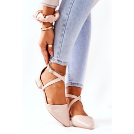 WS1 Escarpins En Cuir À Talons Bas Beige Giovanna 1