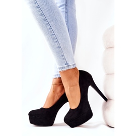WS1 Talons hauts en daim classiques sur plate-forme noire Silly le noir 1
