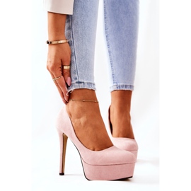 WS1 Talons hauts en daim classiques sur une plate-forme idiote beige rose 5