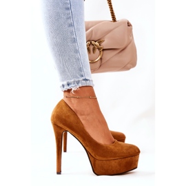 Talons classiques en daim sur plateforme Silly camel brun 1