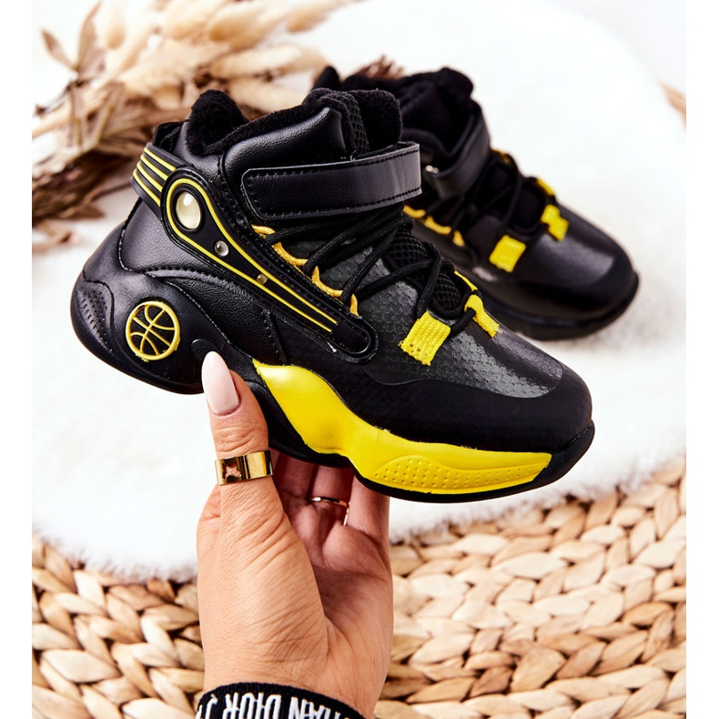 PJ2 Bottes de neige chaudes noires pour enfants Herry le noir jaune 1