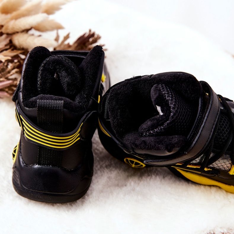 PJ2 Bottes de neige chaudes noires pour enfants Herry jaune 2
