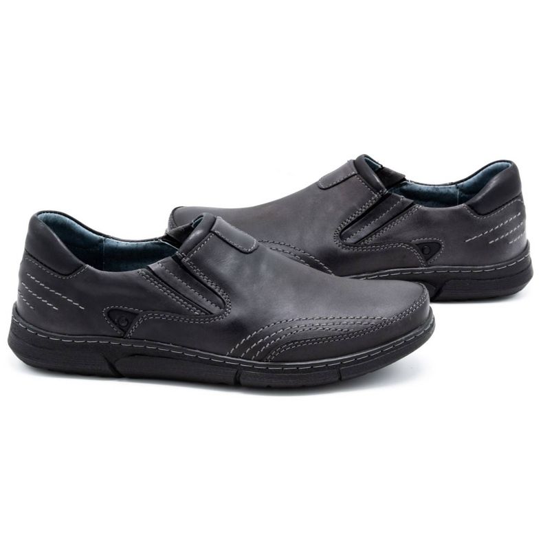 Polbut Chaussures sans lacets homme J51 gris le noir 3