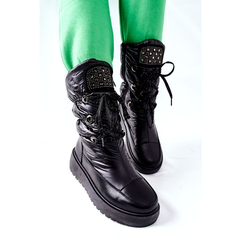 S.Barski Bottes de neige chaudes noires pour femmes Chardonnay 3