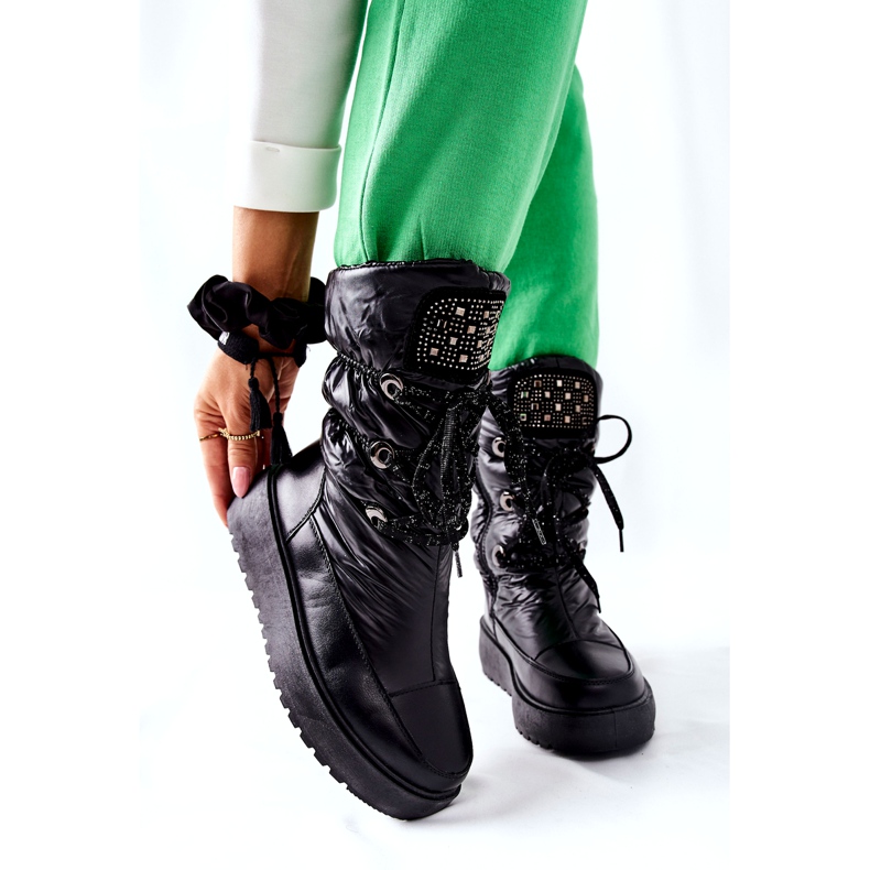 S.Barski Bottes de neige chaudes noires pour femmes Chardonnay 6