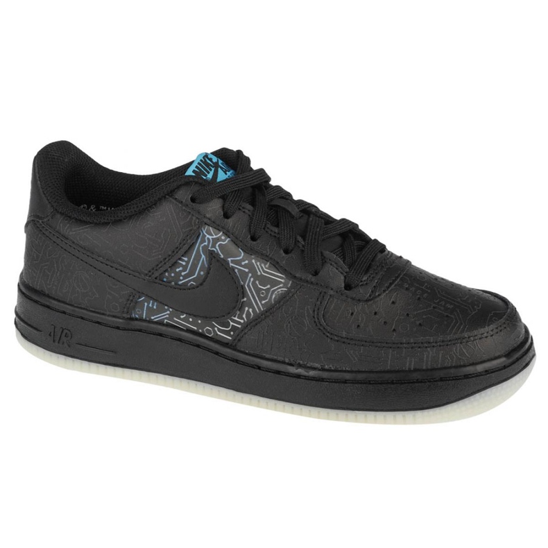 Chaussure Nike Air Force 1 Low Gs Jr DN1434-001 noir bleu 1
