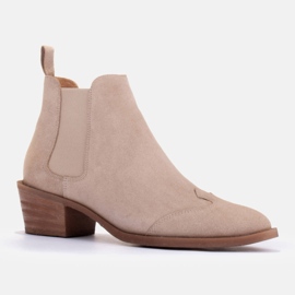 Marco Shoes Bottines Chelsea à talons hauts en daim naturel beige 1