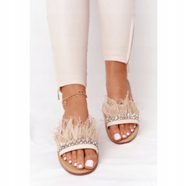 Chaussons Plumes Lu Boo Beige 3 Chaussons Plumes Lu Boo Beige 3