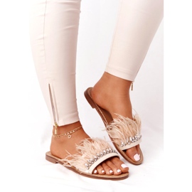 Chaussons Plumes Lu Boo Beige 2 Chaussons Plumes Lu Boo Beige 2