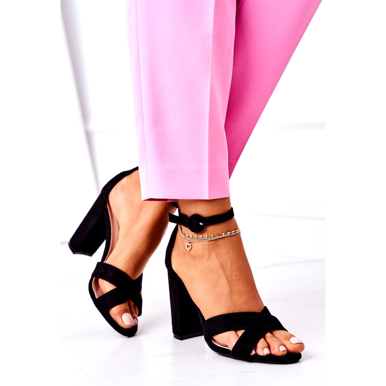 SEA Sandales À Talons Pour Femmes En Daim Noir Telmen 3