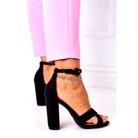 SEA Sandales À Talons Pour Femmes En Daim Noir Telmen 4