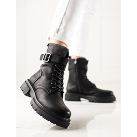 Super Mode Bottes à lacets avec boucle le noir 2