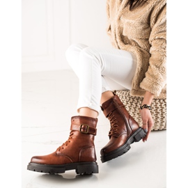 Super Mode Bottes à lacets avec boucle brun 2
