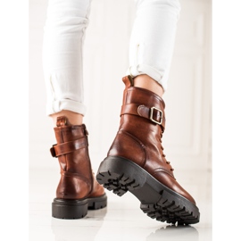 Super Mode Bottes à lacets avec boucle brun 3