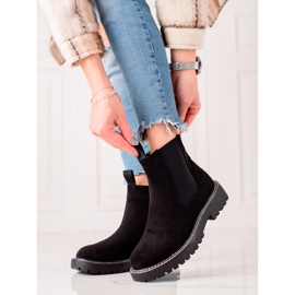 Ideal Shoes Bottines en daim sur la plate-forme noir 2