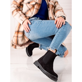 Ideal Shoes Bottines en daim sur la plate-forme noir 1