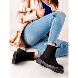 Ideal Shoes Bottines en daim sur la plate-forme le noir 3