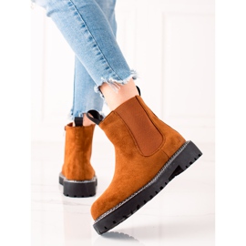 Ideal Shoes Bottines à plateforme en daim brun 1