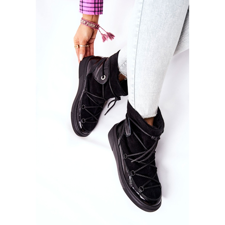 PF1 Bottes de Neige Chaudes en Daim Noir Clarem 2