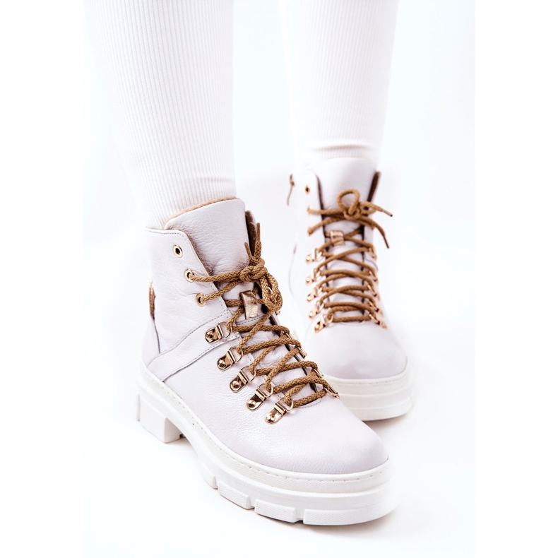 PF1 Bottines isolées en cuir Brescia blanches 1