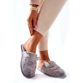 PE1 Chaussons chaton brillant avec oreilles Kaisy grises 1