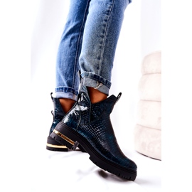 PA2 Bottes chaudes en cuir vert Tanya Crocodile noir 2