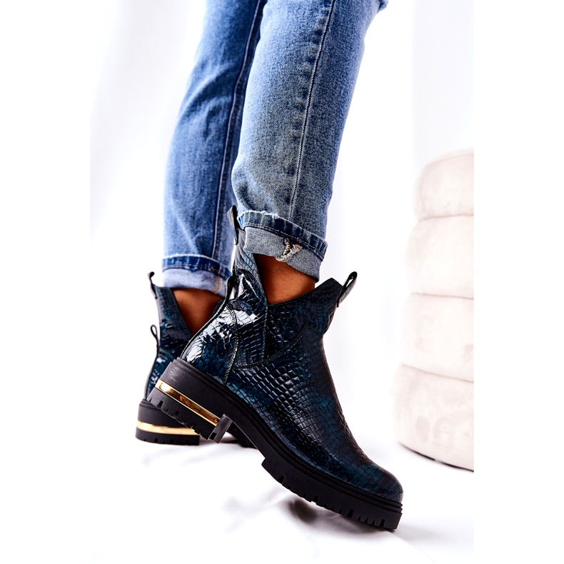 PA2 Bottes chaudes en cuir vert Tanya Crocodile le noir 2