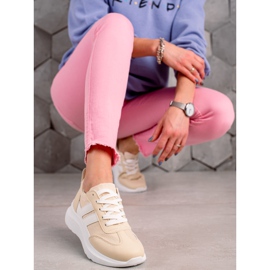 Ideal Shoes Baskets à la mode avec des rayures beige 3