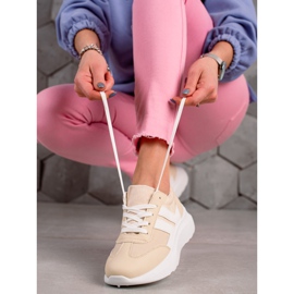 Ideal Shoes Baskets à la mode avec des rayures beige 2