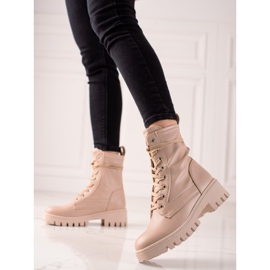 Diamantique Trappeurs à lacets classiques beige 1