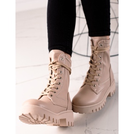 Diamantique Trappeurs à lacets classiques beige 2