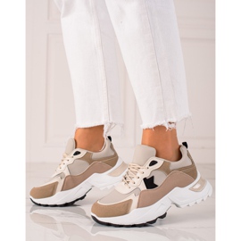 Sweet Shoes Baskets à la mode beige rose doré 2