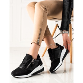 TRENDI Baskets compensées noires le noir 1