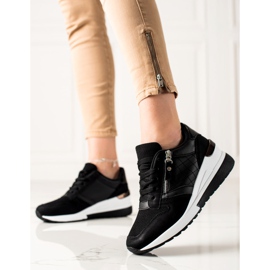 TRENDI Baskets compensées noires le noir 2