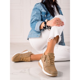 TRENDI Baskets compensées marron beige 1