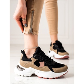 Sweet Shoes Baskets à la mode beige noir rose 1