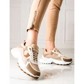 Sweet Shoes Baskets à la mode beige brun 1