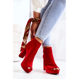 WS1 Boots On a Bar Open Toes Red Adore rouge 1