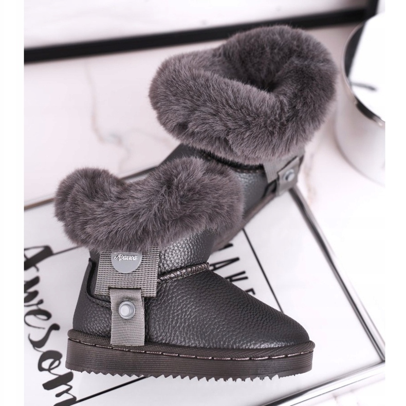 Apawwa Bottes de neige chaudes pour enfants avec fourrure Marella grey gris 4