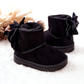 Bottes de neige chaudes pour enfants avec un nœud noir Snowis le noir 3