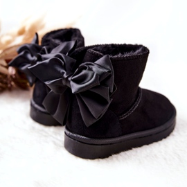 Bottes de neige chaudes pour enfants avec un nœud noir Snowis le noir 4