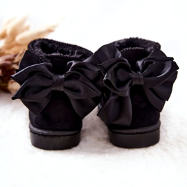 Bottes de neige chaudes pour enfants avec un nœud noir Snowis le noir 2